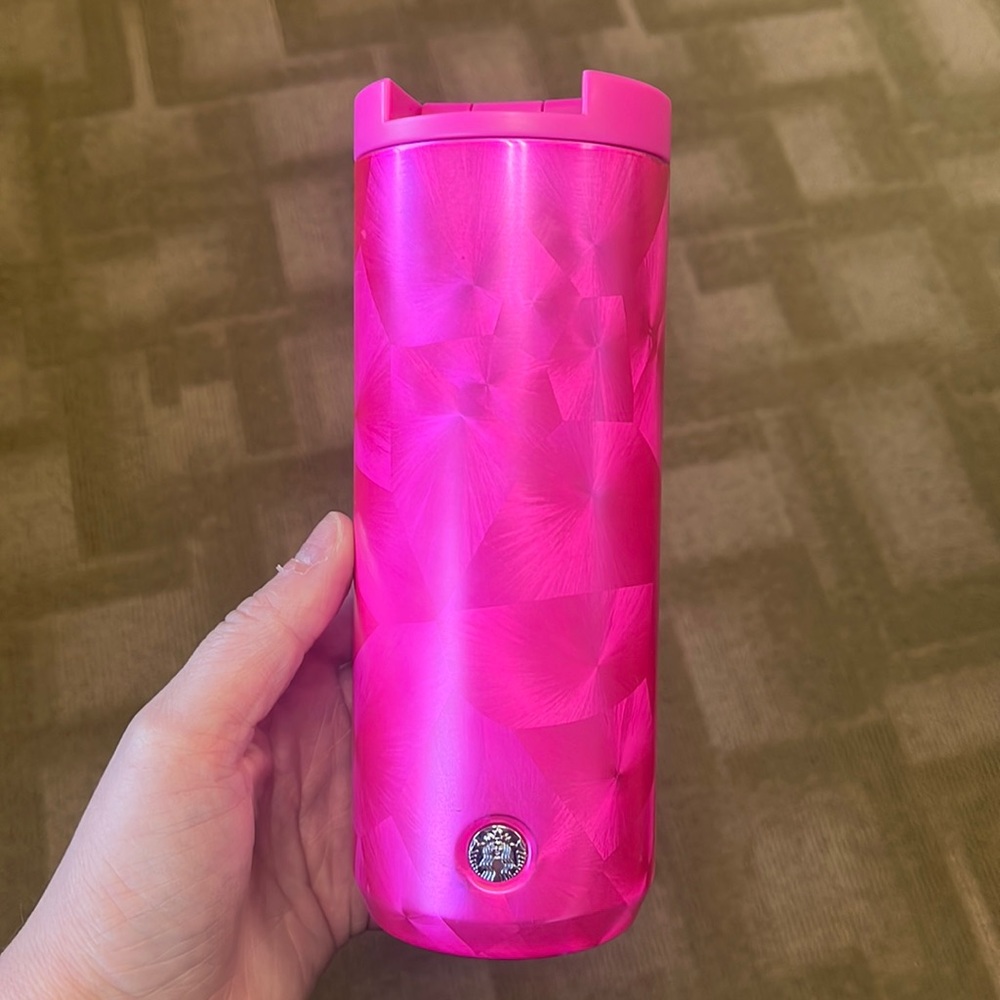 Stainless steel hot pink insulated coffee cup from Starbucks